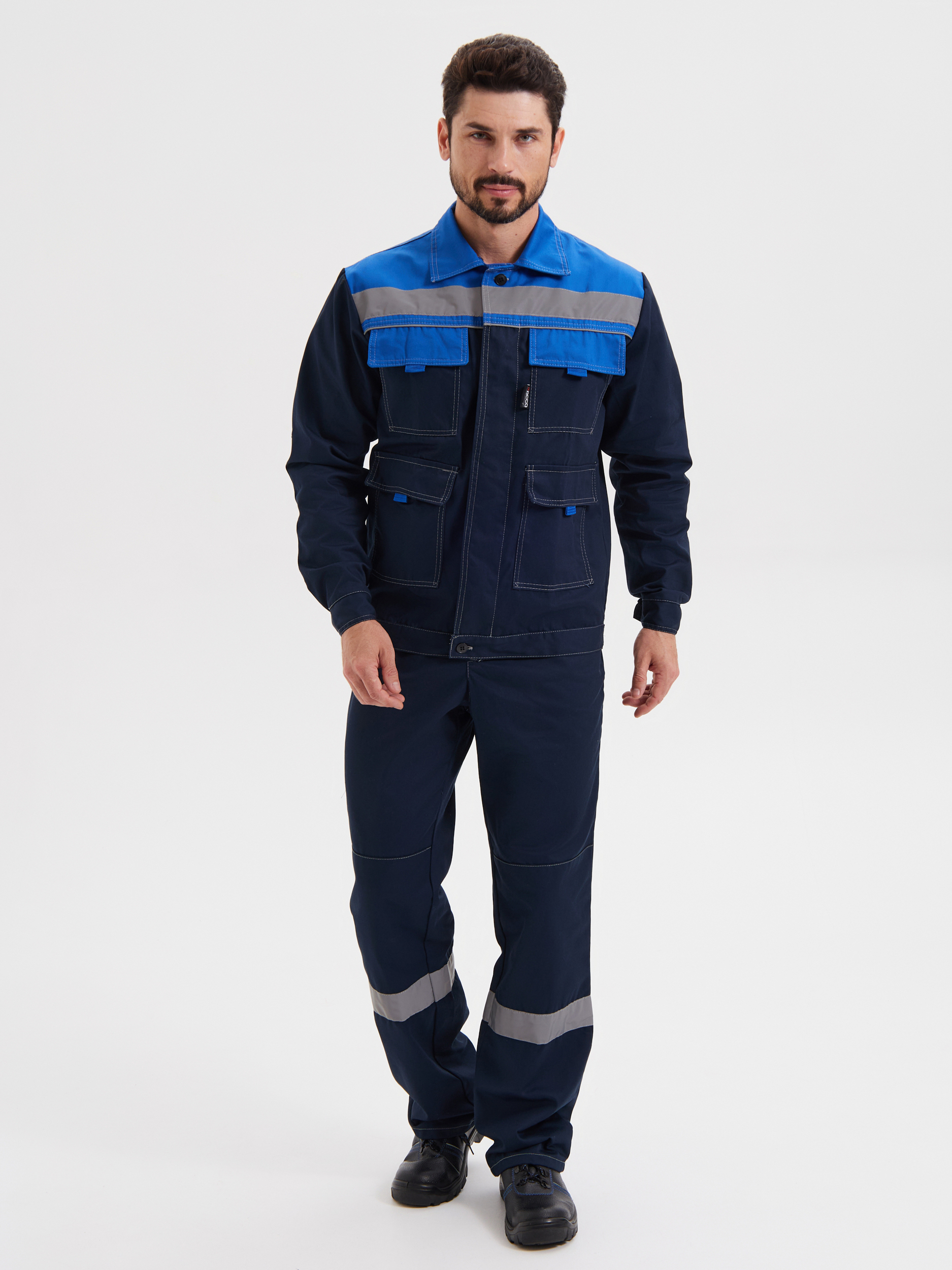 Костюм «Нова» куртка+БРЮКИ, цв. т.синий/василек, тк. 80/20 пл. 260