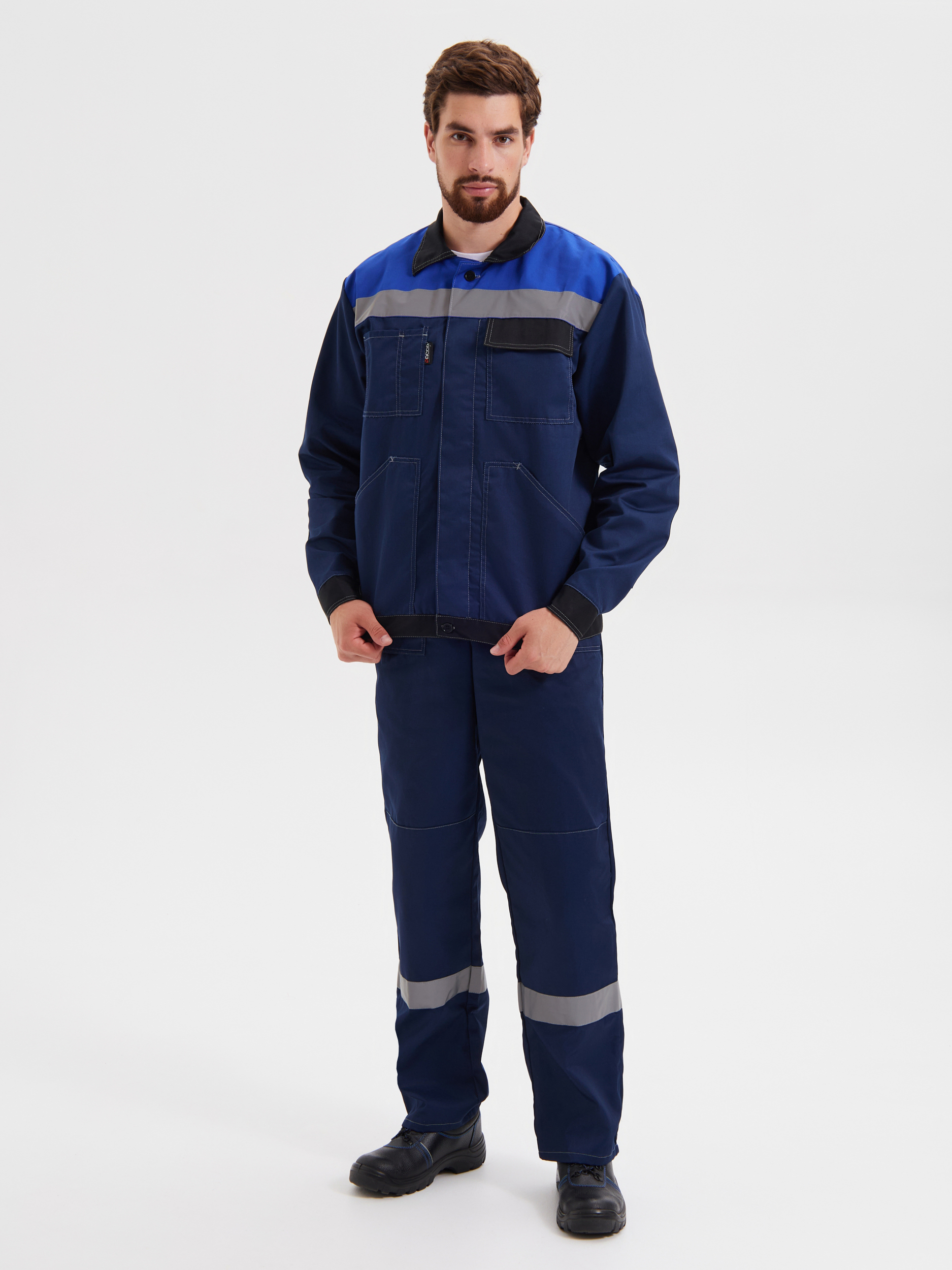 Костюм «Корпус» (куртка+п/к) тк. смесовая 65/35, пл. 240 г/м2, цв. синий/черный/василек