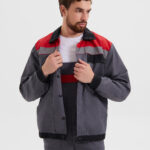 Костюм «Корпус» (куртка+п/к) тк. смесовая 65/35, пл. 240 г/м2, цв. т.серый/черный/красный