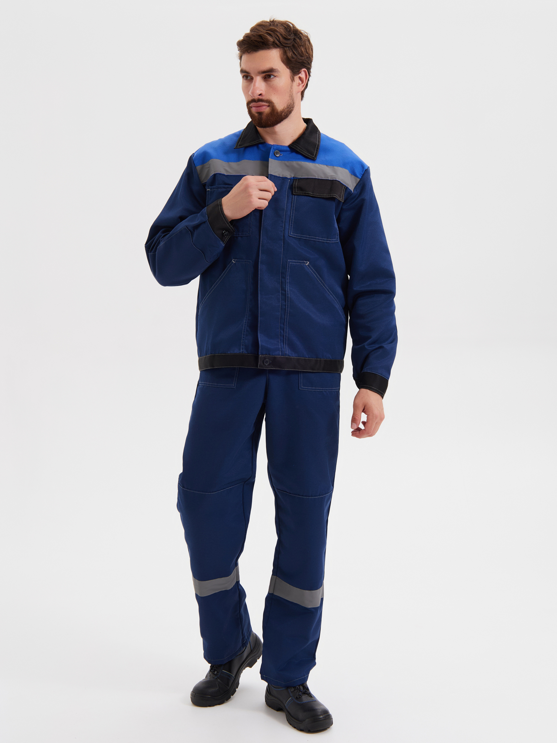 Костюм «Корпус» (куртка+п/к) пл. 210 г/м2, цв.синий/черный/василек
