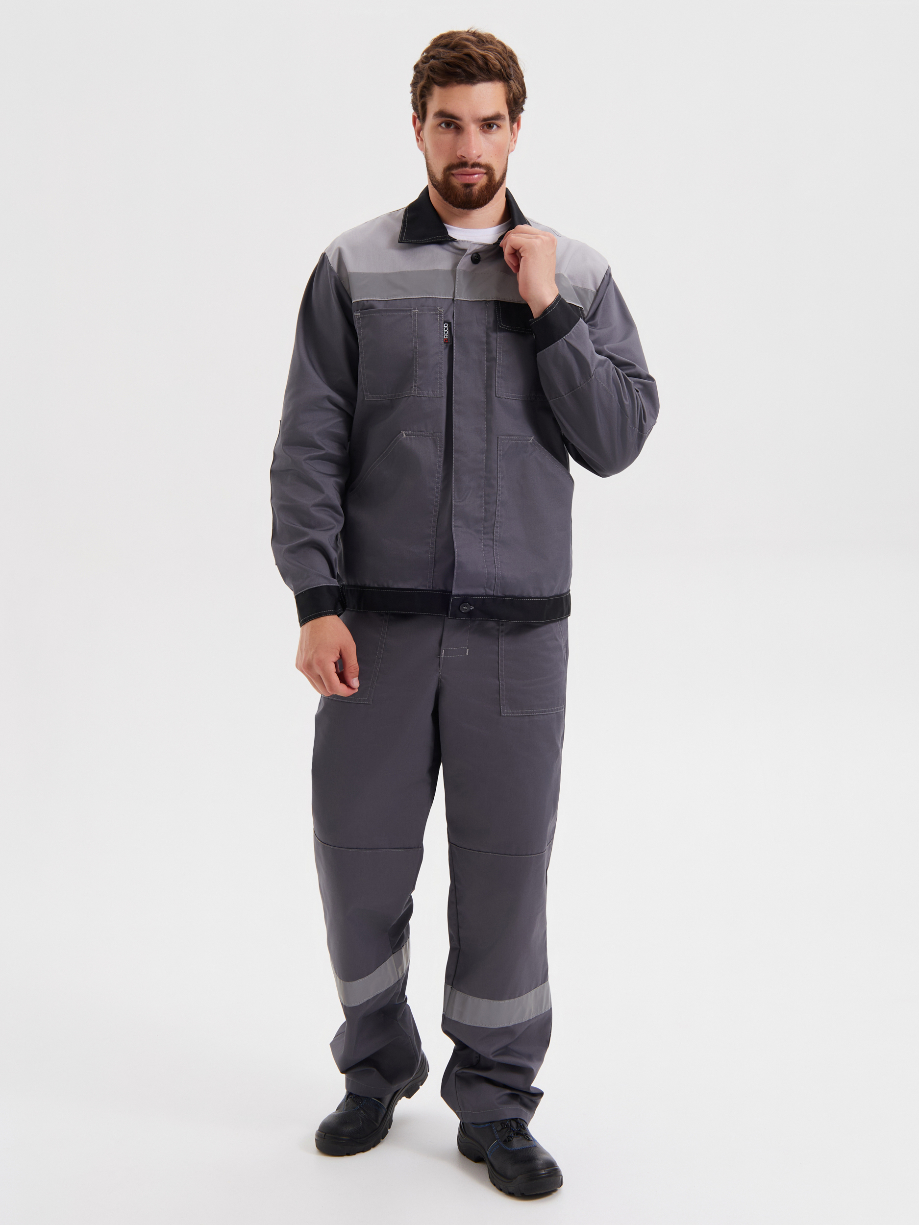 Костюм «Корпус» (куртка+БРЮКИ) тк. смесовая 65/35, пл. 240 г/м2, цв. т.серый/черный/св.серый
