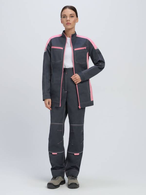 Костюм женский ProfLineSpecialist-1 (тк.Смесовая,240) брюки, серый/розовый