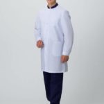 Халат мужской MedLine Марк (тк.Смесовая,120), белый/т.синий