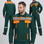 Костюм Итрорис-1 СОП (тк.Саржа,250) брюки, т.зеленый/оранжевый
