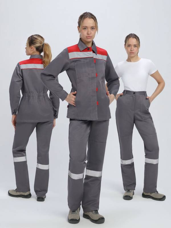 Костюм женский Веснис-1 СОП (тк.Смесовая,210) брюки, т.серый/красный
