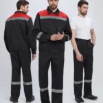 Костюм Лигор-1 СОП У. (тк.Смесовая,210) брюки, черный/красный