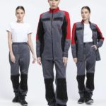 Костюм женский Вектрон-1 (тк.Смесовая,240) брюки, серый/красный/черный