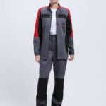 Костюм женский Вектрон-1 (тк.Смесовая,240) брюки, серый/красный/черный