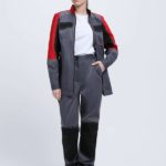 Костюм женский Вектрон-1 (тк.Смесовая,240) брюки, серый/красный/черный