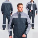 Костюм Бриготек-1 СОП (тк.Смесовая,260) брюки, т.серый/св.серый