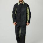 Костюм сварщика комбинированный 2 кл.защиты (тк.Брезент,550/Спилок S=2,3), черный/бежевый