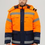 Костюм зимний сигнальный Яркон-2 СОП (тк.Смесовая,210) п/к, оранжевый/т.синий